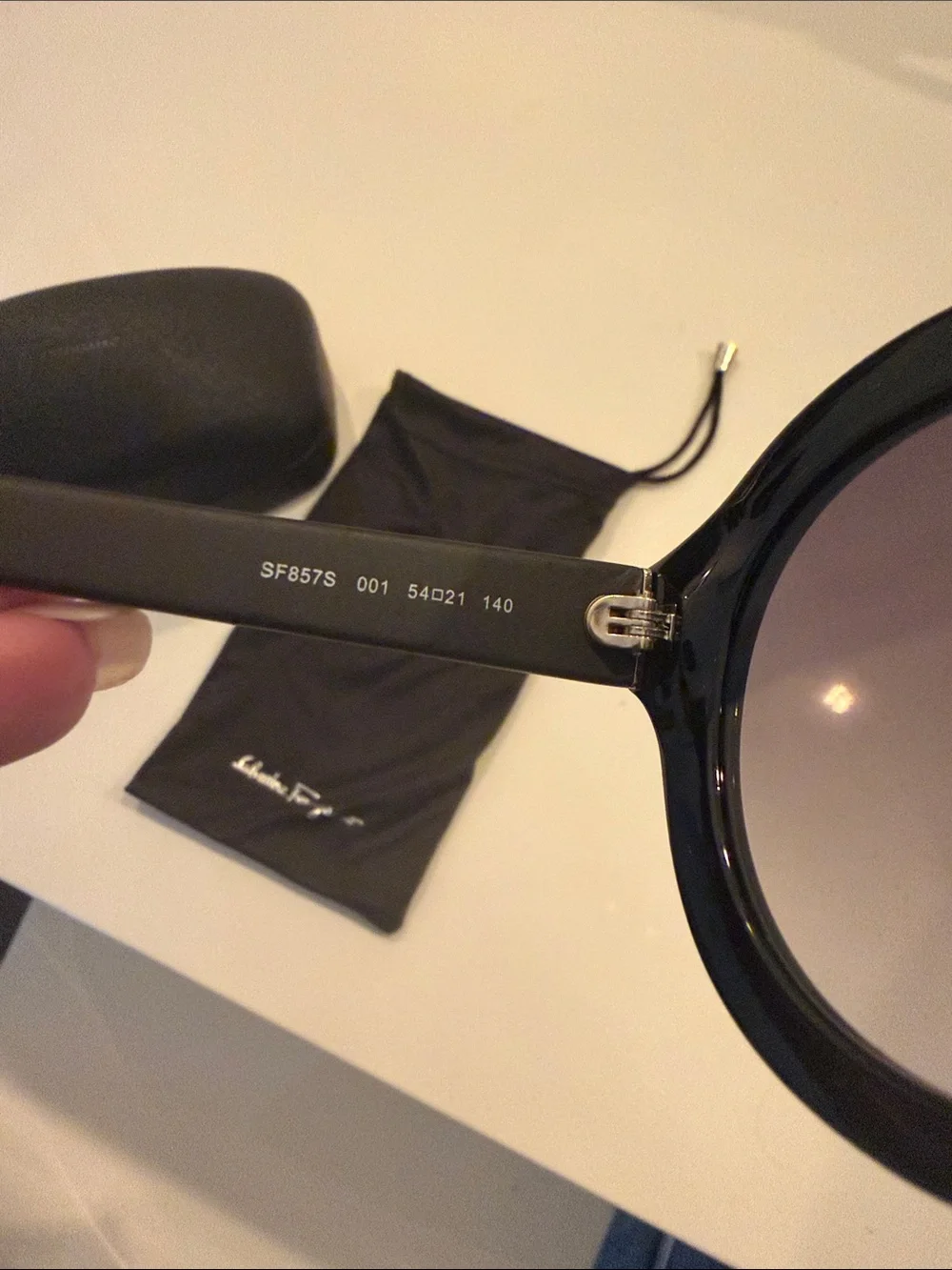 Salvatore Ferragamo Black Round Oversized Sunglasses
